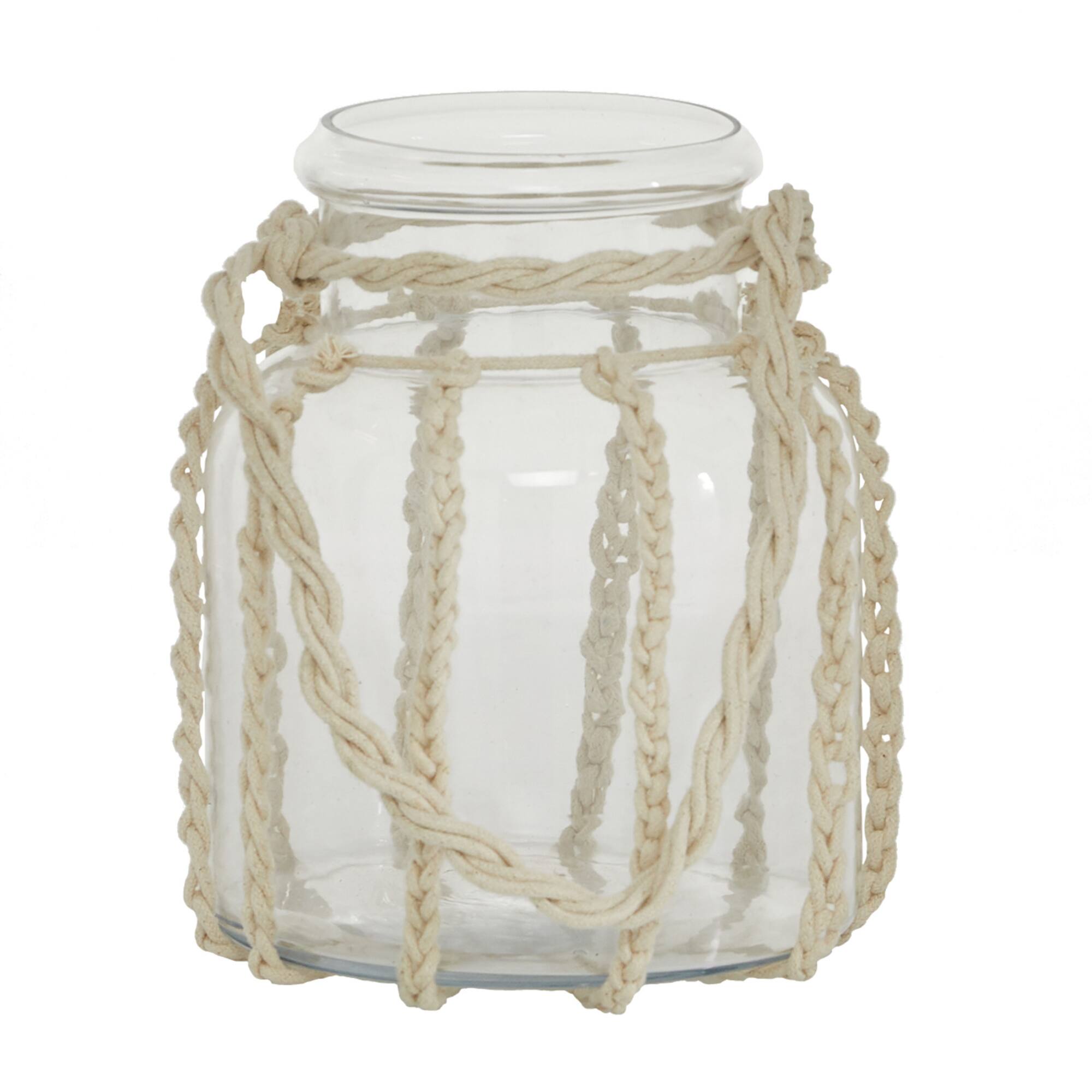White Glass Coastal Lantern, 8" x 8" x 7"